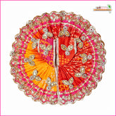 Bandhej Lace Booti Work Multi Shade Magenta Laddu Gopal Poshak